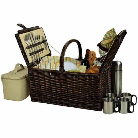 PICNIC AT ASCOT Buckingham Basket for 4 with Coffee-Brown Wicker-Hamptons 714C-H